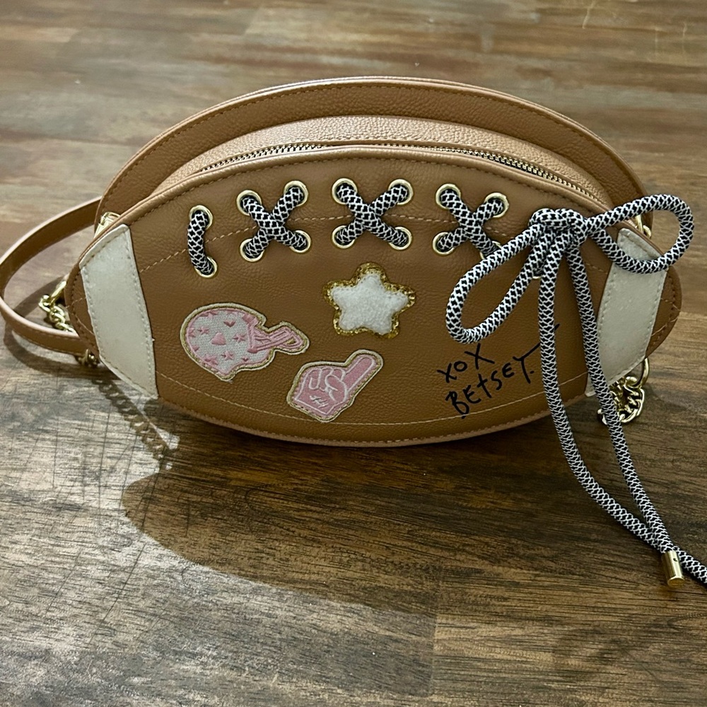 Betsey Johnson Kitsch XOFAN Football Crossbody Bag